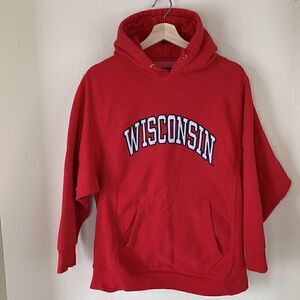 WISCONSIN BADGERS Sweatshirt Red Pullover Hoodie Mens‎ Small Steve Barrys